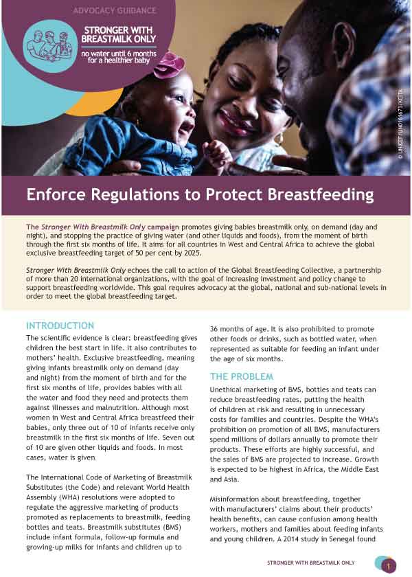 Enforce Regulations to Protect Breastfeeding