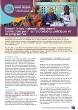 Donner le lait maternel uniquement : instructions pour les responsables politiques et de programmes
